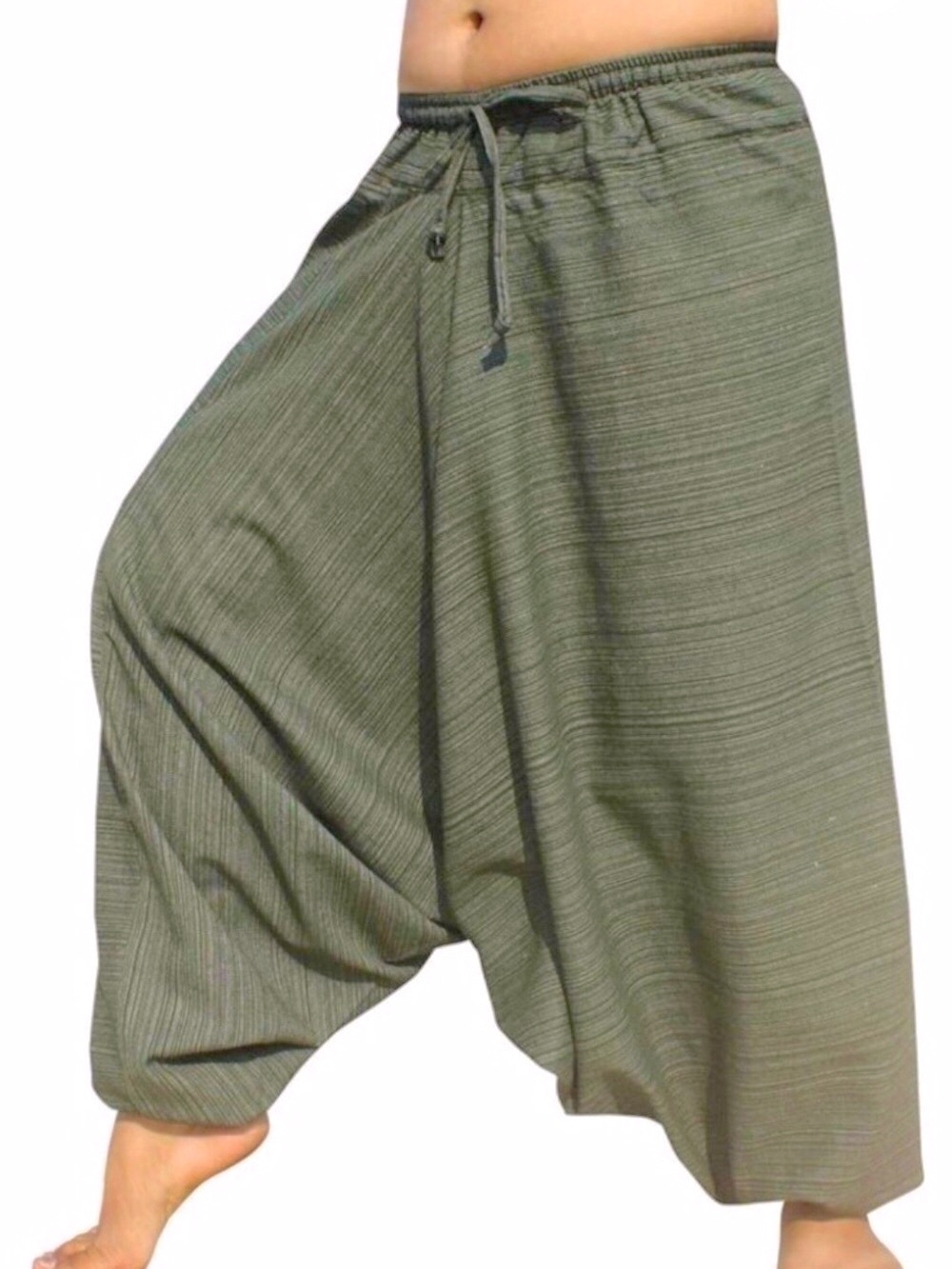NWT Lofbaz Striped Polyester Cotton Elastic Pullstring Waist Baggy Mao Pants